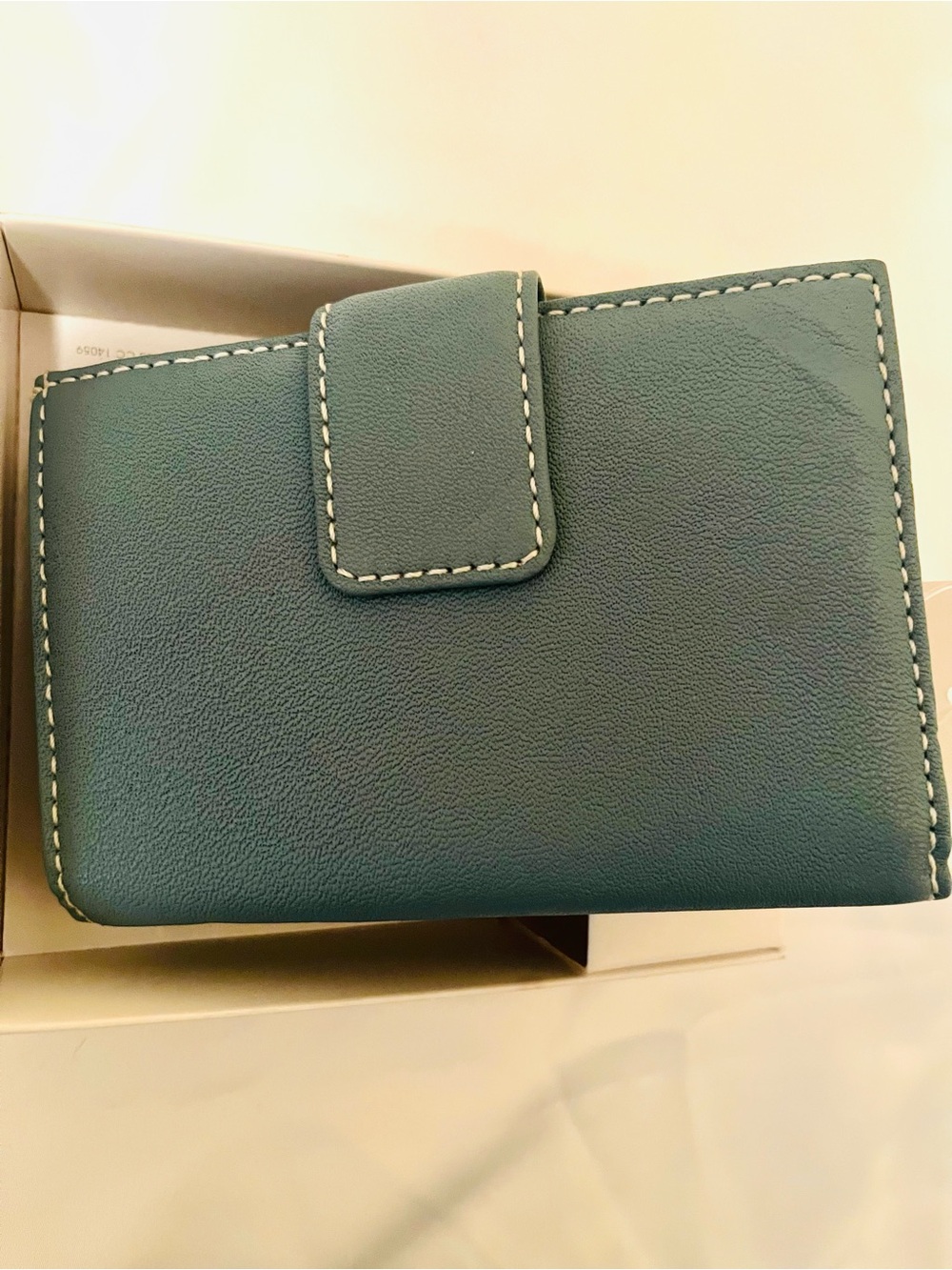 Charter Club Teal-Green Genuine Leather Wallet with Kiss Lock Gold Trim - Picture 2 of 8